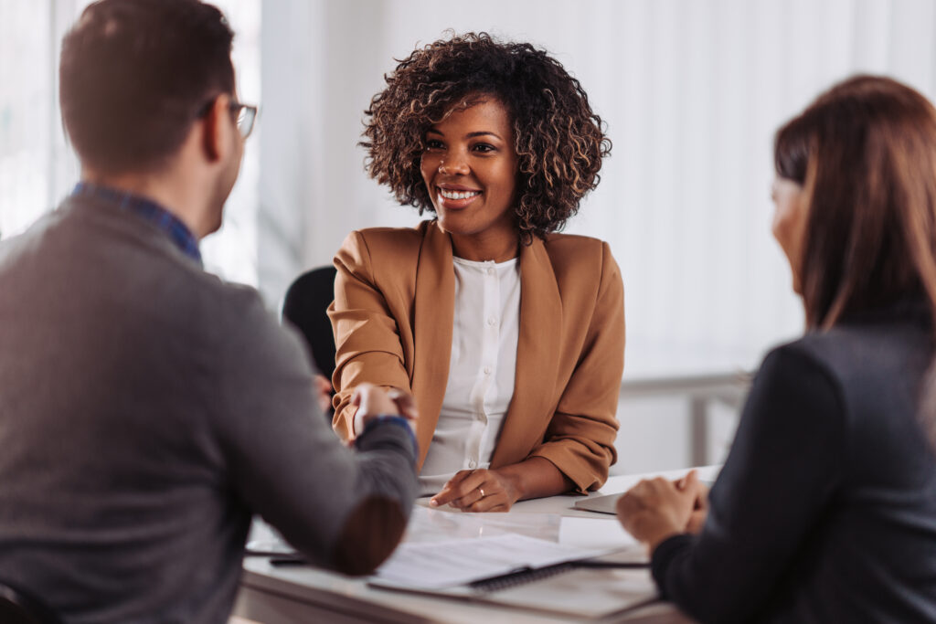 woman interviewed for sales position